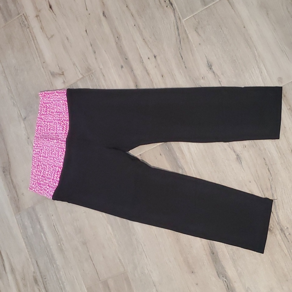 Old Navy Active Cropped Y2K Legging Yoga Pants Small Pink Black 2000s